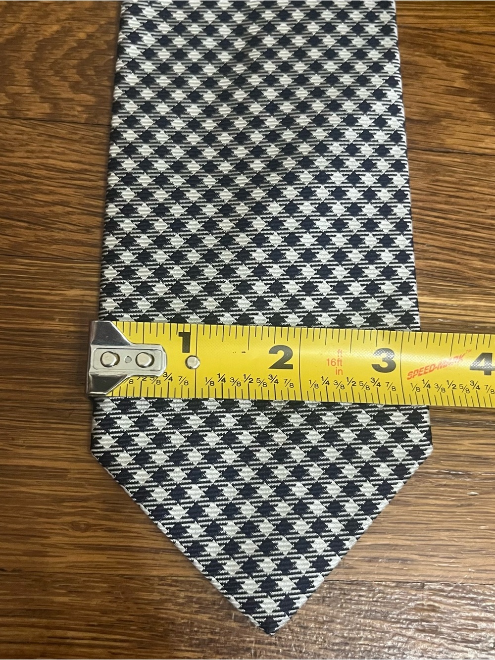 Brooks Brothers silk neck tie men’s micro houndstooth black white preppy - Picture 4 of 5